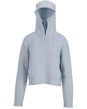 Palm Angels Gestrickter Hoodie Mit Beuteltasche - Blau