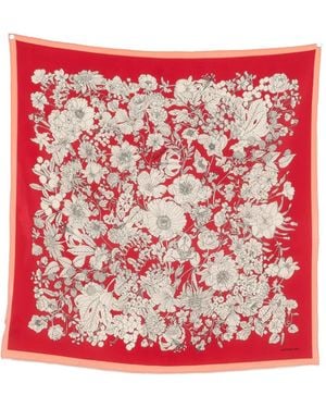 Mantero 1902 Floral-Print Silk Scarf - Red
