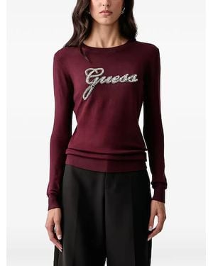 Guess Logo-Embellished Jumper - Red