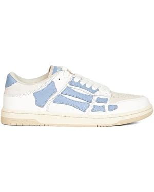 Amiri Skeleton-Appliqué Leather Trainers - Blue