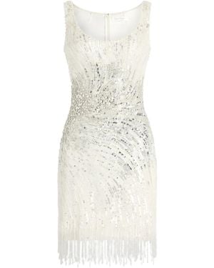Jenny Packham Noella Sequined Embellished Fringed Mini Dress - White