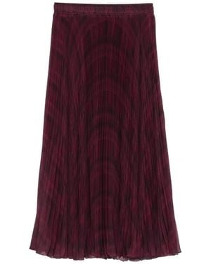 Ermanno Scervino Falda Midi Con Efecto Plisado Y Motivo - Morado