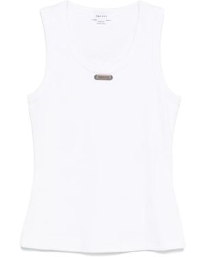 McQueen Cotton Logo-Plaque Tank Top - White