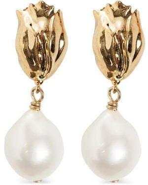 Chloé Pendientes Tulip Con Colgante De Perla - Blanco