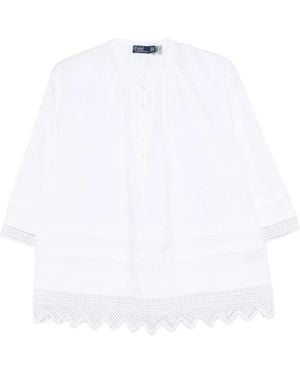 Polo Ralph Lauren Blouse Carlton Bordée De Dentelle - White