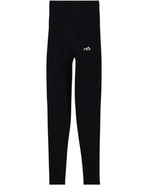 Balenciaga Techwear Logo-Print Ribbed-Knit Leggings - Black