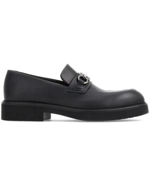 Ferragamo Gancini-charm Leather Mocassin Loafers - ブラック