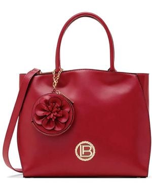 Laura Biagiotti Logo-Plaque Floral-Charm Tote Bag - Red