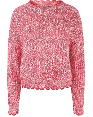 Autumn Cashmere Ladder-Stitch Scalloped-Trim Jumper - Red