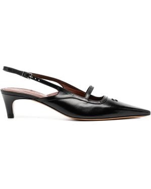 Maison Kitsuné Pointed-Toe Slingback Pumps - Black