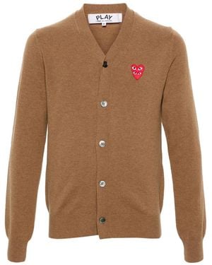 COMME DES GARÇONS PLAY Heart-Patch Wool Cardigan - Brown