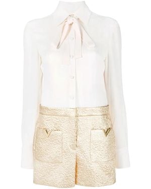 Valentino Garavani Pussy-Bow Collar Playsuit - White
