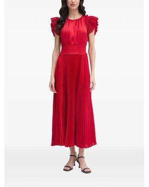 Joop! Pleated Ruffled-Sleeve Midi Dress - Red
