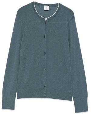 Eleventy Contrast-Trim Wool Cardigan - Blue