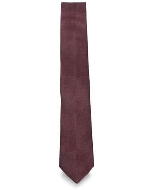 Canali Micro-Pattern Silk Tie - Purple