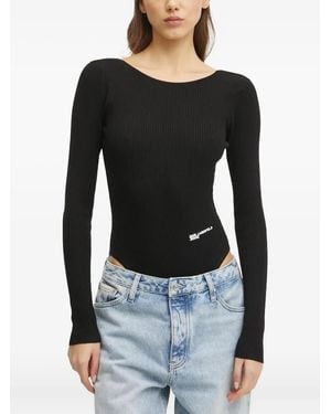 Karl Lagerfeld Gerippter Body - Schwarz