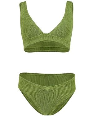 Hunza G Angel Metallic Crinkle Bikini - Green