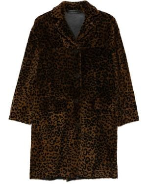 Salvatore Santoro Leopard-Print Buttoned Coat - Black