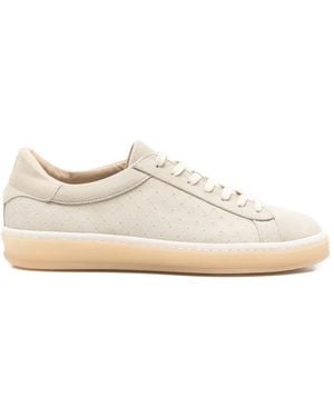 Eleventy Quilted Leather Lace-Up Trainers - White