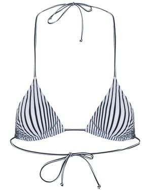 Jean Paul Gaultier Pinstripe Tie Bikini Top - White
