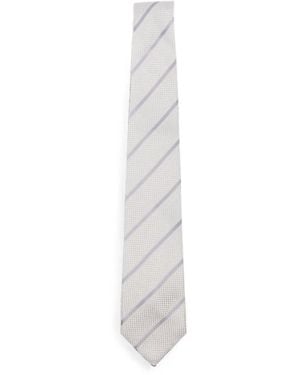 Tagliatore Diagonal-Stripe Textured Tie - White