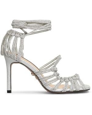 Twentyfourhaitch Molí Crystal-Embellished Wrap-Around Sandals - White