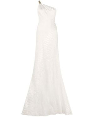 Roberto Cavalli Extra Long One-Shoulder Dress - White