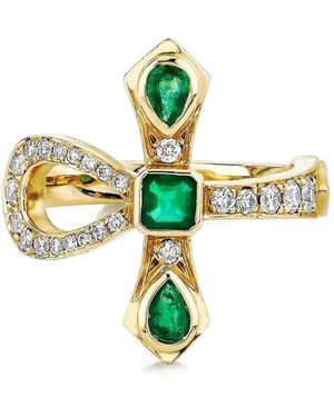 Logan Hollowell 14K Eternal Ankh Emeralds And Diamonds Ring - White