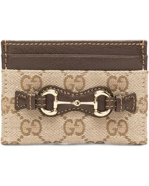 Gucci Horsebit Gg Supreme Card Holder - Metallic