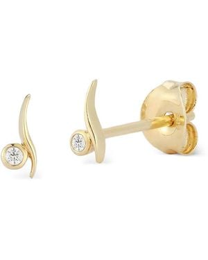 Mateo Point Wave Diamond Earrings - Metallic