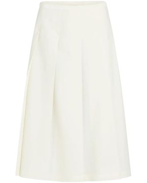 Patou Pleated Twill Midi Skirt - White