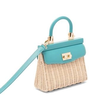 Rodo Small Wicker Tote Bag - Blue