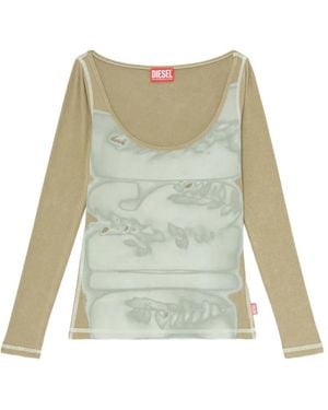 DIESEL Ribbed-Knit Digital-Print Top - Green