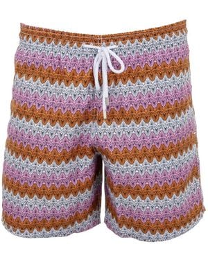 Vilebrequin X Mary Katrantzou Geometric-Print Drawstring Swim Shorts - Red