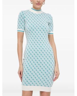 Guess Patterned High-Neck Dress - Blue