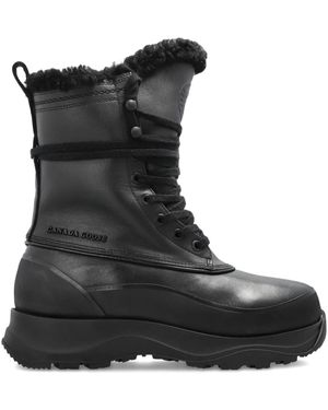 Canada Goose Botas Con Cordones Y Ribete De Pelo - Negro