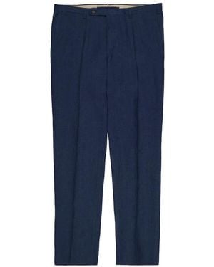 Slowear Patterned Linen Trousers - Blue