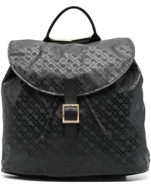 Gherardini Logo-Print Buckle-Fastening Backpack - Black
