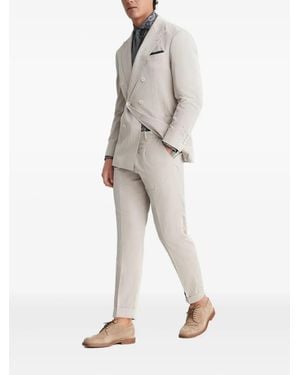 Brunello Cucinelli Double-Breasted Pinstripe Suit - Natural