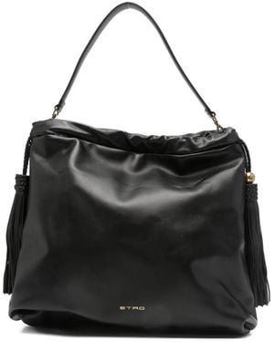 Etro Large Kalispera Tassel-Detail Leather Shoulder Bag - Black