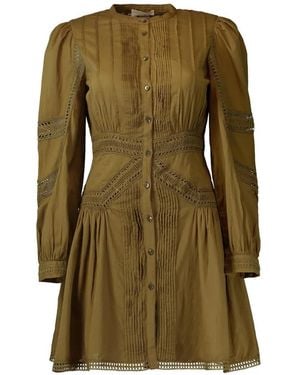 Ulla Johnson Mini Elysia Pin-Tucked Lace-Trim Dress - Green