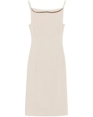 Nanushka Square-Neck Midi Dress - Natural