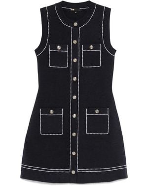 Maje Contrast-Stitch Mini Dress - Black