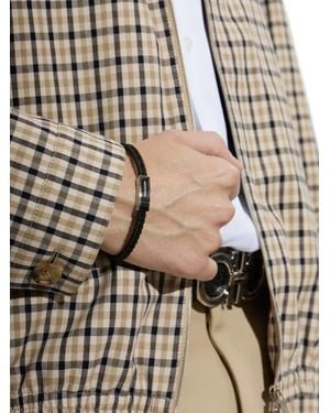 Ferragamo Geflochtenes Gancini Lederarmband - Mettallic