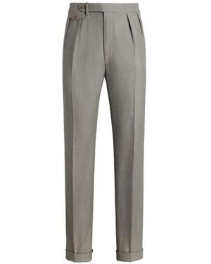 Ralph Lauren Pleated Pressed-Crease Pants - Gray