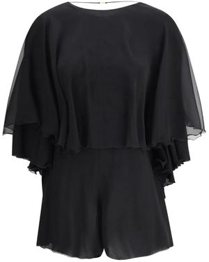 Saint Laurent Silk Playsuit - Black
