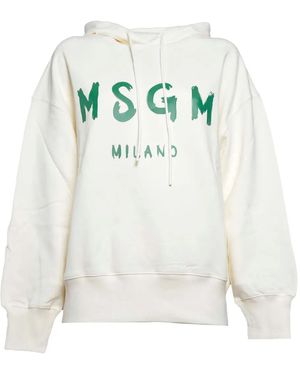 MSGM Logo-Print Hoodie - White
