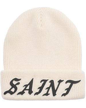 SAINT Mxxxxxx Logo-Embroidered Ribbed-Knit Beanie - White