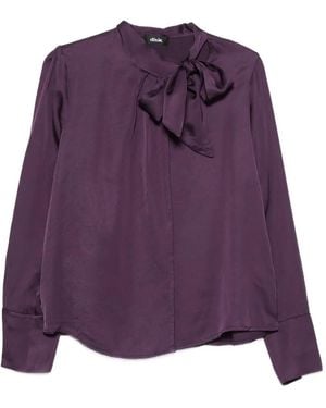 Dixie Pussy-Bow Satin Blouse - Purple