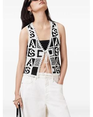 AllSaints Florence Crochet Waistcoat - White